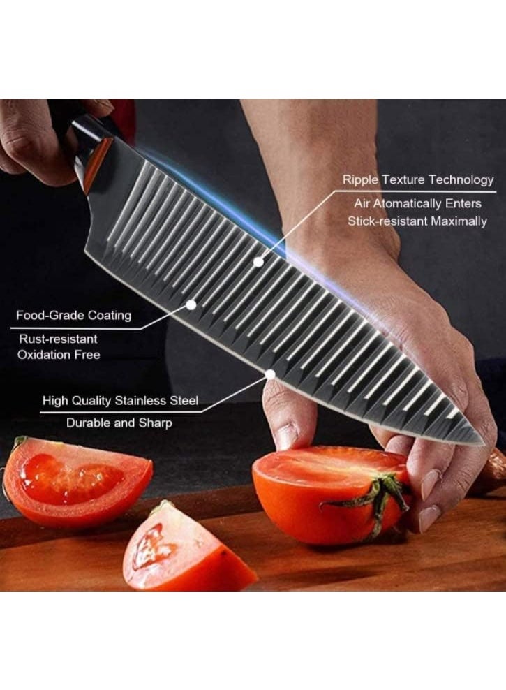 جلانس طقم سكاكين جلاس مكون من 6 قطع - مصنوع من الفولاذ المقاوم للصدأ - مع طبقة قوية مانعة للالتصاق - تصميم فريد بمقبض سهل الإمساك، آمن للغسل في غسالة الأطباق، - Image 3